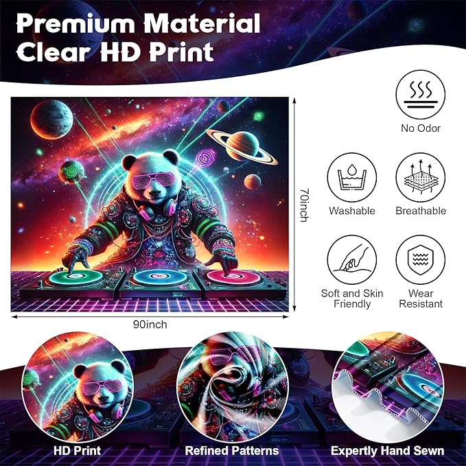 NYZE Astronaut Space Tapestry for Bedroom, Glow in the Dark Room Decor Wall Tapestries, Cool Galaxy Planet Wall Hanging, Wall Hanging for Men Guys Gamer Room Dorm Living Room 90x70 in
