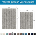 H.VERSAILTEX 2 Piece Bathroom Set - Super Absorbent Chenille Striped Bath Mats, Non Skid, Machine Washable (Dove Grey, 24 x 36 Plus 20 x 32 - Inches)