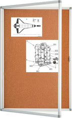 BIBOC Enclosed Cork Bulletin Board Weatherproof Display Cases Tamperproof Notice Poster Memo Board with Aluminum Frame,36x24 inches (Cork12)