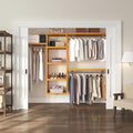 John Louis Home Solid Wood Walk-In Closet Organizer - 100% Real Wood Cut-to-Fit System with Adjustable Shelves, Metal Garment Bars & Ventilated Design for Custom Storage (Honey Maple)