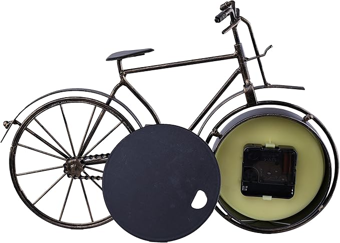 Berry President Antique Crafts Retro Vintage Style Bicycle Desk & Shelf Clock Modern Home Office Decoration Tabletop Display Ornament (Brown)