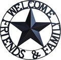 JoyEvy 22" Black Metal Barn Star Welcome Outdoor Wall Sculptures，Metal Star for Outside Wall Hanging,Texas Stars Wall Decor for Rustic Vintage Western Country Farmhouse Primitive House Decoration