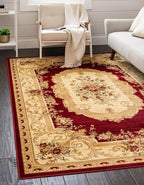Rugs.com Chateau Collection Rug – 3' x 5' Red Medium Rug Perfect for Entryways, Kitchens, Breakfast Nooks, Accent Pieces