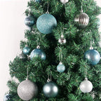 Baby Blue & Silver 2.5" Christmas Balls Christmas Tree Decoration Ornaments Shatterproof Hanging Balls for Birthday Halloween Holiday Wedding Decorations Set of 24pcs