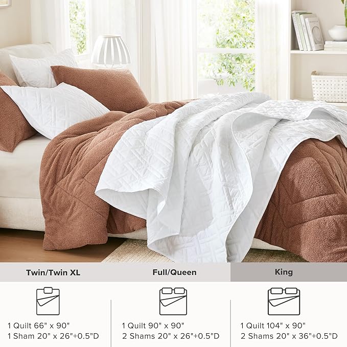 Comfort Spaces King Quilt Set Modern Reversible Diamond Coverlet King Bedding Set Cozy Quilted Winter Layer, All Season Lightweight Soft King Size Quilt, Kienna, White Diamond 3 Piece