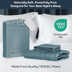 Olive + Crate Tencel Eucalyptus Cooling Duvet Cover Set - Hypoallergenic, Lyocell Tencel Duvet Cover - Soft, Temperature Regulating with Hidden Button Closure & Corner Ties - Queen Size [Basalt Blue]