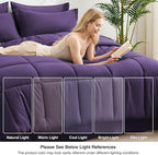 Love's cabin Twin Comforter Set Dark Purple, 5 Pieces Twin Bed in a Bag, All Season Bedding Sets with 1 Comforter, 1 Flat Sheet, 1 Fitted Sheet, 1 Pillowcase and 1 Pillow Sham