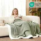 WRENSONGE Pineapple Stitch Throw Blanket, Sage Green Soft Cozy Fluffy Warm Hand Made Throw Blankets for Couch, Sofa, Chair, Bed, Camping, Picnic, Travel Lightweight Bed Blanket - 50"*60"