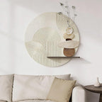 3D Textured Neutral Abstract Wall Art Decor With Shelf, Boho Beige and Brown Artwork for Walls With Green Accent, Modern Minimalist Wall Decor for Living Room, Hallway, Kitchen, Bedroom, Office, 24x24