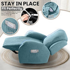 VANSOFY Oversized Recliner Chair Covers, 4-Pieces Stretch Recliner Cover Jacquard Soft Reclining Chair Slipcover Furniture Protector with Elastic Bottom for Lazy Boy Recliner(Light Blue)