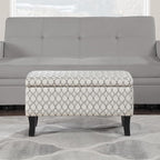 Convenience Concepts Designs4Comfort Winslow Storage Ottoman Bench 32" - Transitional Upholstered Footstool & Seat, for Living Room, Entryway, Hallway, & Bedroom, Ribbon Pattern Fabric