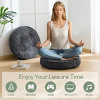 Washable Floor Pillow Cushion for Adults, Meditation Cushion Pillow, Large Round Floor Sitting, Removable Tufted Corduroy Cover, for Tatami Living Room or Yoga, 22x22 Inch, 2Pack, Machine Washable