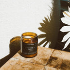 Calyan Wax Co. Oakmoss & Amber Scented Candle - 57 Hour Burn - Luxury Non Toxic Soy Wax Candles - Long Lasting Amber Glass Jar Candle for Home - 7.2oz