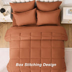 Love's cabin California King Comforter Set Burnt Orange, 7 Pieces California King Bed in a Bag, All Season Bedding Sets with 1 Comforter, 1 Flat Sheet, 1 Fitted Sheet, 2 Pillowcase and 2 Pillow Sham