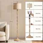 63.5'' Floor Lamps for Living Room, Farmhouse Floor Lamp for Bedroom with 3 Color Temperatures, Vintage Standing Lamps for Living Room, Living Room Light, Chain Switch, Bulb Included, Cream