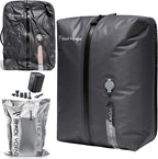 Black Voyage Reusable Vacuum Compression Travel Bag for Carry-On Suitcase and Backpack, Recycled IP67 Waterproof Space Saver Vacpack (1-Pack, 18L - Pump Included)