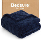Bedsure GentleSoft Twin Blanket for Bed Navy - Super Soft Cozy Blankets for Women Men Girls, Cute Fuzzy Fleece Throws for Bedroom Couch, 60x80 Inches