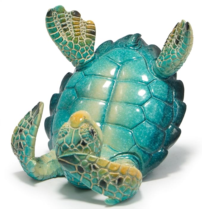 Hodao Sea Turtle Figurines Decoration Turtle Cell Phone Stand Holder for Home Office Desk Summer Ocean Style Phone Holder Decor for Beach Table Statues Gifts for Friends (Blue-Turtle)