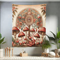 Ambesonne Hippie Tapestry Twin Size, Psychedelic Aura Leaves and Eye Ornate Tree Art with Mushrooms and Snake, Wall Hanging Bedspread Bed Cover Wall Decor, 68" X 88", Dark Pink Reseda Green