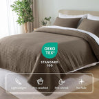 KASENTEX Queen XL Quilt Set 98"x98" – Soft Washed 3-Layer Lightweight Bedspread, Minimalist Nordic Design, All-Season Spring & Summer Quilt Set (1 Quilt + 2 Pillow Shams), Cub