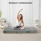 FILUXE Convertible Folding Sofa Bed-Sleeper Chair with Pillow, Modern Linen Fabric Floor & Futon Couch, Foldable Mattress for Living Room/Dorm/Guest Use/Home Office/Apartment, Single Size, Light Gray
