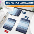 OLANLY Bathroom Rug Set 2 Piece, Soft Absorbent Microfiber Bath Rug Set, Non-Slip, Machine Wash Dry, Plush Shaggy Bath Mats for Bathroom (30"x20"+24"x16", Navy)