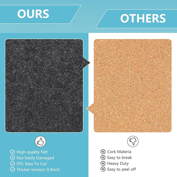 8 Packs Lake Blue Hexagon Felt Pin Board, 12" Bulletin Board with 30 Push Pins, Felt Board for Home Kitchen Office Decor, Self-Adhesive Corkboard Tiles for Walls School Message Photos Memos