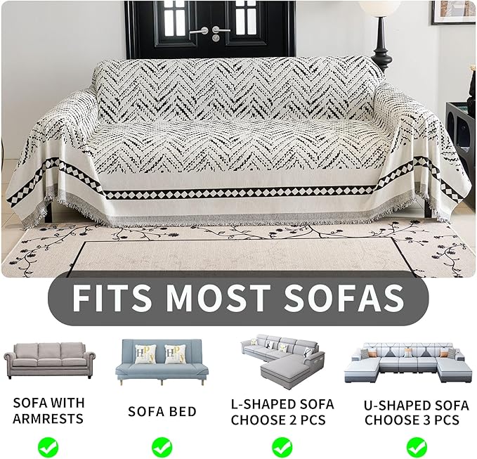 HAOMAIJIA Non Slip Couch Cover Sofa Covers for 3 Cushion Couch Washable sectional Couch Covers for Dogs pet Furniture Protector Couch Cover Blanket for Living Room (MR-Black, 71"x118")