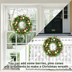 Vlorart 24" Faux Round Boxwood Wreath, Artificial Boxwood Wreath Front Door Wreaths Artificial Spring Summer Greenery Hanging with A Plaid Bow and sash for Front Door Wall Hanging Window Wedding Decor