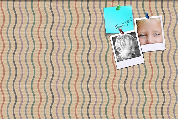 PinPix 24x16 Inch Cork Bulletin Board. This Decorative Framed Pin Board Comes with Multi Color Waves Design and a Satin Black Frame. Ideal for Home Office Decor or Message Board (PinPix-565)