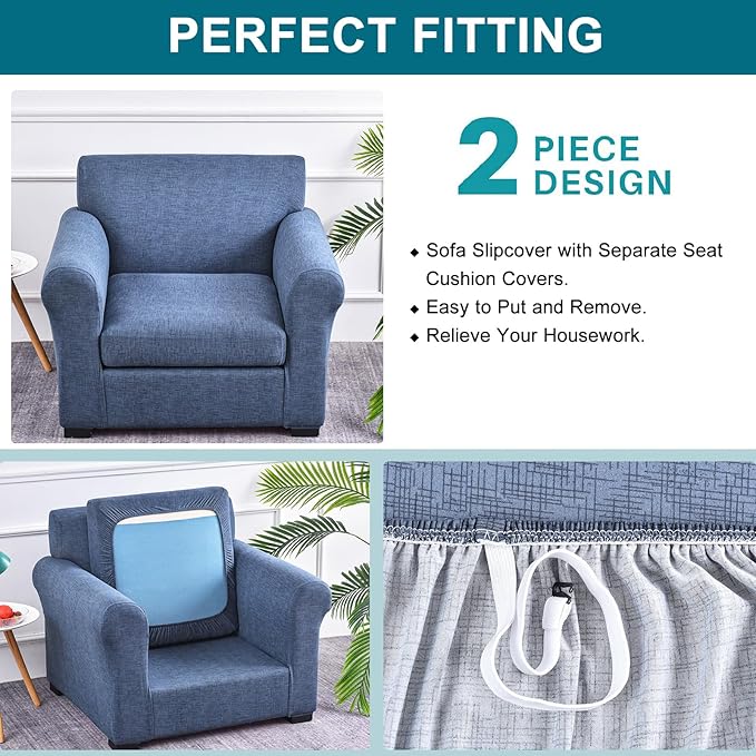 KRFOONN 2 Piece Chair Covers Printed Sofa Covers Couch Covers Washable Armchair Sofa Couch Slipcover Furniture Protector with Elastic Bottom for Living Room (Armchair, A1), Small