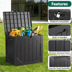 Outdoor Storage Box,30 Gallon Deck Box Outdoor Storage Bench Outside Waterproof Resin Storage Bench, Lockable Patio Cushions, Garden Tools Storage For Furniture, UV Resistant(Black)