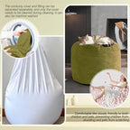 Sqodok Round Stuffed Pouf Ottoman for Foot Stools, 20"x 15" Corduroy Poufs Ottoman with Shredded Foam Filling, Washable Floor Poufs Foot Rest for Living Room Bedroom Home Decor and Office Chair