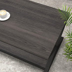 HSH Gray Storage Coffee Table, Modern Center Table for Living Room with Display Shelf, Simple Metal Wooden Rectangle Cocktail Tea Table, Minimalist Home Office Bedroom 2 Tier Coffee Table, 39 Inch