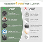 Washable Floor Pillow Cushion for Adults, Meditation Cushion Pillow, Removable Tufted Blended Corduroy Cover, Large Square Floor Sitting for Tatami Living Room or Yoga, 22x22 Inch, Machine Washable