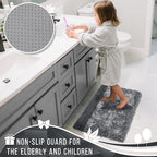 Yimobra Luxury Chenille Bathroom Rug Mat, Extra Soft and Absorbent Shaggy Bath Rugs Non Slip, Machine Washble Dry, Plush Floor Carpet for Tub, Shower, and Bath Room, 36x24 Inch, Silver