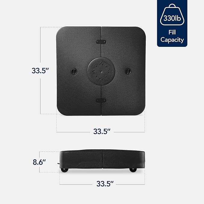 Best Choice Products 330lb Mobile Cantilever Offset Patio Umbrella Base, Universal Fit Heavy-Duty Outdoor Portable Stand w/Wheels Locks, Fillable Weights Set - Black