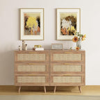 3 Drawer Dresser for Bedroom Rattan Dresser Chest of Drawers with Spacious Storage Boho Clothes Storage Nightstand for Living Room