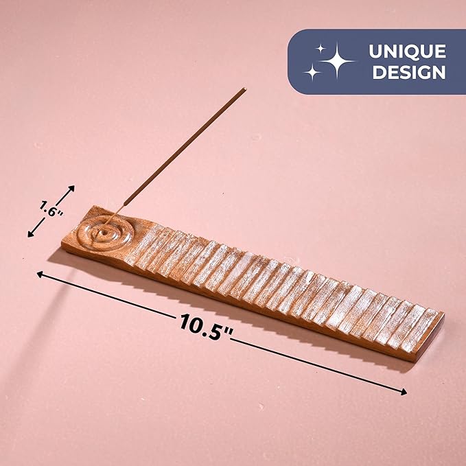 Folkulture Wood Incense Holder - Ash Catcher or Stick Incense Burner for Table Decor, Natural