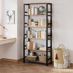 IRONCK Bookshelf, 31.5in Wide Shelf 6 Tier Bookcase, 110lbs/shelf Vintage Industrial Style Bookshelves for Bedroom, Living Room and Home Office, Industrial Brown