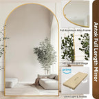 Antok Full Length Mirror, 88"x44" Oversized Floor Mirror Freestanding, Full Body Mirror Floor Standing Mirrors with Stand, Hanging Mounted Mirrors for Living Room Cloakroom,Gold,Arched Style