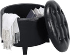 Convenience Concepts Designs4Comfort Storage Ottoman, Black Faux Leather