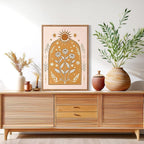 CHDITB Bohemian Floral Framed Canvas Wall Art Set, Nature Inspired Wall Decor, Boho Sun Art Spiritual Wall Painting, VintageArt Flowery Prints for Living Room, Bedroom, Office-Large Size 16"x24"x3