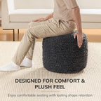 Anji Mountain Artisan Crafted Cotton Blend Pouf Ottoman | Versatile Floor Seating & Footstool for Living Room | Modern Boho Home Décor Accent | Filled Pouffe