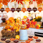 JULMELON 24Pcs Fall Thanksgiving Maple Leaf Ornaments Maple Leaves Tree Decorations Autumn Harvest Hanging Ornaments with Rope Maple Pendant for Farmhouse Rustic Party Favors Craft Supplies