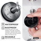 YOHOM Suction Cup Hooks - Black Stainless Steel Window and Shower Towel Hooks - Holds 2 Pcs