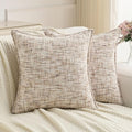 FUTEI Beige Brown Decorative Throw Pillow Covers 16x16 Inch Set of 2,Soft Chenille Tweed Textured Cushion Case,Modern Home Decor for Couch Bed Living Room