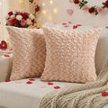 FUTEI Apricot Decorative Throw Pillow Covers 18x18 Inch Set of 2,Soft Solid Rose Swirl Textured Cushion Case,Valentine's Day Decor for Couch Living Room