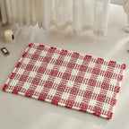 Waffle Bath Mat, Boho Christmas Bathroom Rugs Non Slip Washable Absorbent Checkered Bathroom Mat Quick Dry Cute Bath Mat, 30"x20" Red and White