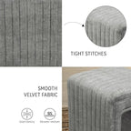 Get Set Style Vanity Stool Chair,Modern Velvet Ottoman Foot Stool with Wooden Legs Sofa Bench Footstool Extra Seat for Vanity,Makeup Room,Living Room,Entryway,Office (Fully Assembled) (Dark Grey)
